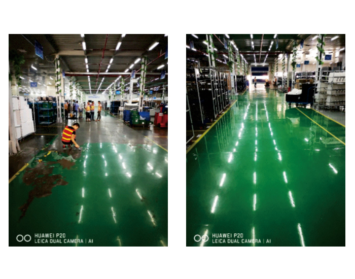 環(huán)氧地坪表層脫落，采用ADS-08背水壓反滲漏防霉涂料做地面處理后，完美修復(fù)